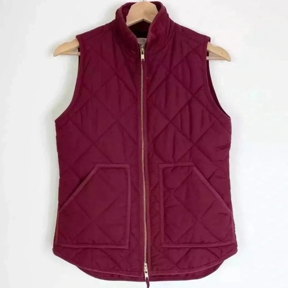 J Crew Mercantile Quilted Puffer‎ Burgundy Wine Maroon Vest Size XS - Picture 1 of 5